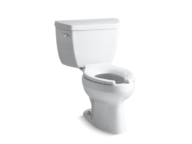 KOHLER 3505-SS-0 Wellworth Classic Classic Two-Piece Elongated 1.6 Gpf Toilet With Pressure Lite(R) Flushing Technology, Left-Hand Trip Lever And Antimicrobial Finish, Less Seat in White