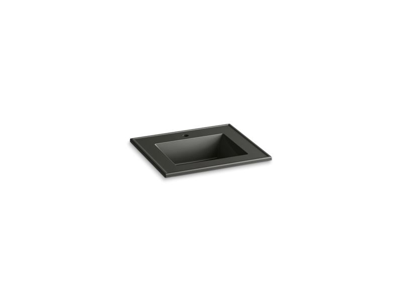 KOHLER K-2777-1-G88 Ceramic/Impressions 25" rectangular vanity-top bathroom sink with single faucet hole