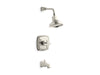 KOHLER Margaux Rite-Temp Bath And Shower Trim Set With Cross Handle And Npt Spout, Valve Not Included in Vibrant Polished Nickel