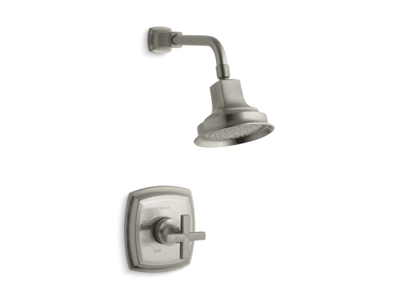 KOHLER Margaux Rite-Temp Shower Valve Trim With Cross Handle And 2.5 Gpm Showerhead in Vibrant Brushed Nickel