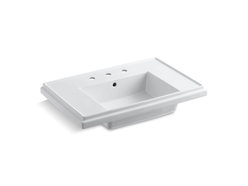 KOHLER Tresham 30" pedestal bathroom sink basin with 8" widespread faucet holes