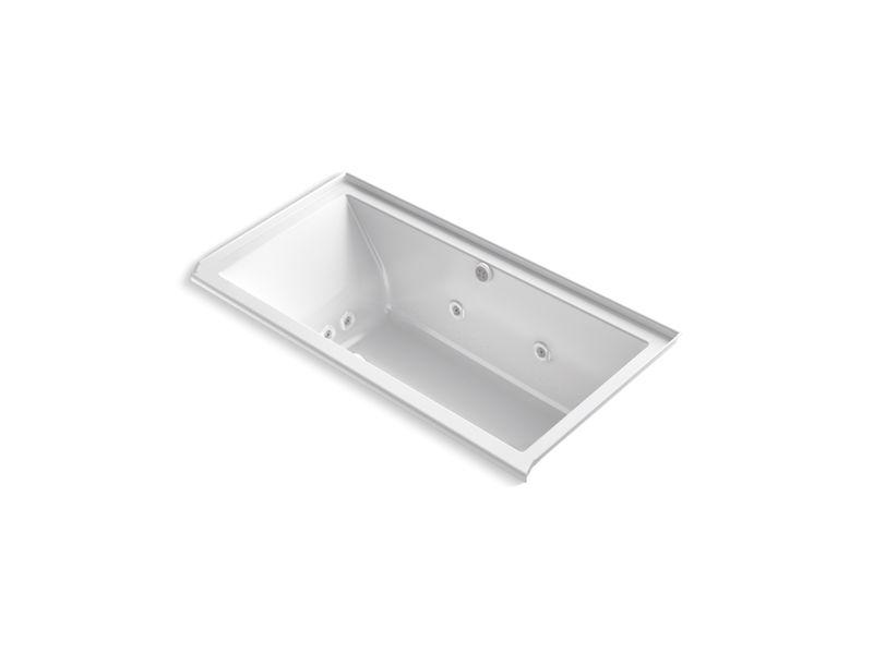 KOHLER K-1167-XH2GR-0 Underscore Rectangle 60" x 30" alcove whirlpool + BubbleMassage(TM) Air Bath with integral flange and right-hand drain