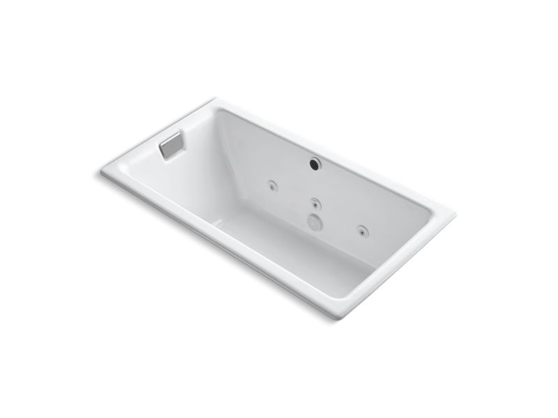 KOHLER K-856-HE-0 Tea-for-Two 66" x 36" drop-in whirlpool with reversible drain, custom pump location and heater without trim