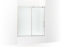Load image into Gallery viewer, KOHLER K-707626-8L Cursiva Sliding bath door, 62&amp;quot; H x 56-1/8 - 59-7/8&amp;quot; W, with 5/16&amp;quot; thick Crystal Clear glass
