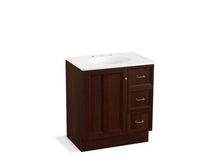 Load image into Gallery viewer, KOHLER K-99517-TKR-1WG Damask 30&amp;quot; bathroom vanity cabinet with toe kick, 1 door and 3 drawers on right
