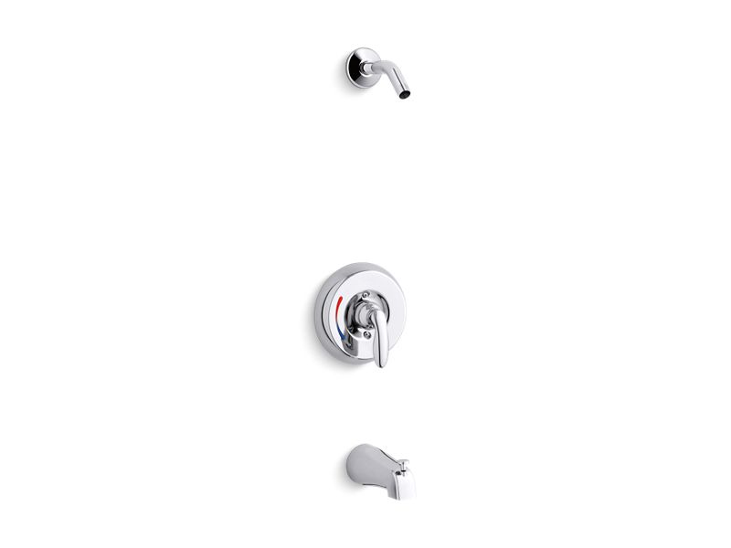 KOHLER K-PLS15601-X4S Coralais Bath and shower valve trim with lever handle, red/blue indexing and slip-fit spout, less showerhead, project pack