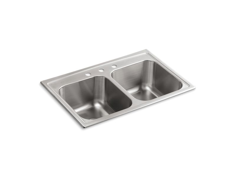 KOHLER 3847-3-NA Toccata 33" X 22" X 9-1/4" Top-Mount Double-Equal Kitchen Sink
