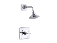 Load image into Gallery viewer, KOHLER K-TS13134-3B Pinstripe Rite-Temp shower valve trim with cross handle and 2.5 gpm showerhead
