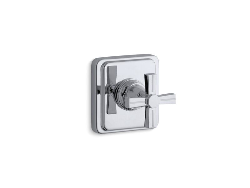 KOHLER T13175-3B-CP Pinstripe Valve Trim With Cross Handle For Transfer Valve, Requires Valve in Polished Chrome