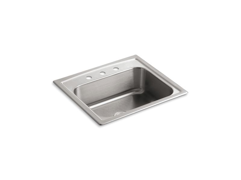 KOHLER 3348-3-NA Toccata 25" X 22" X 7-11/16" Top-Mount Single-Bowl Kitchen Sink With 3 Faucet Holes