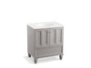 KOHLER K-99516-LG-1WT Damask 30" bathroom vanity cabinet with furniture legs, 2 doors and 1 drawer