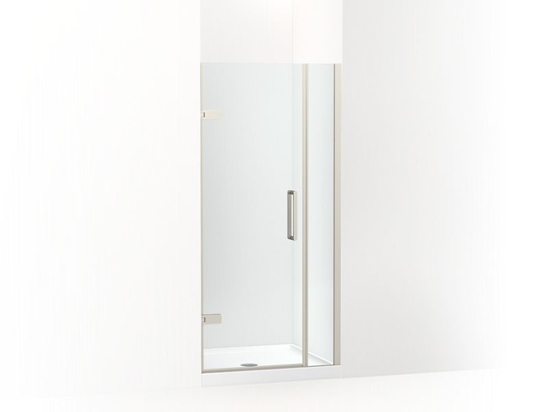 KOHLER 27588-10L-BNK Composed 33-5/8"–34-3/8" W X 71-1/2" H Frameless Pivot Shower Door With 3/8" Crystal Clear Glass And Back-To-Back Vertical Door Pulls in Anodized Brushed Nickel