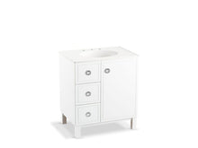 Load image into Gallery viewer, KOHLER K-99504-LGL-1WA Jacquard 30&amp;quot; bathroom vanity cabinet with furniture legs, 1 door and 3 drawers on left
