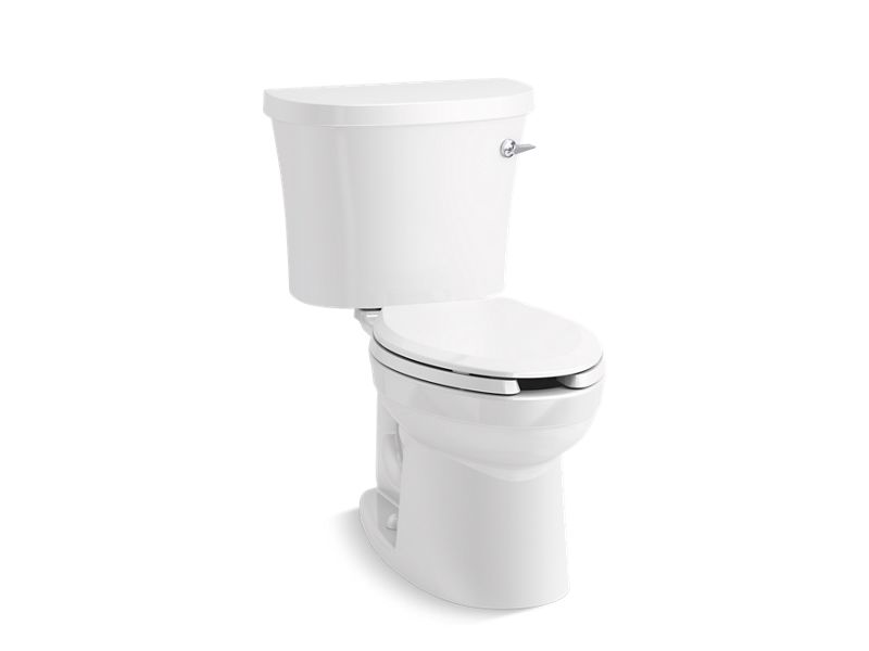 KOHLER 25077-SSTR-0 Kingston Comfort Height Two-Piece Elongated 1.28 Gpf Chair Height Toilet With Right-Hand Trip Lever, Tank Cover Locks And Antimicrobial Finish in White