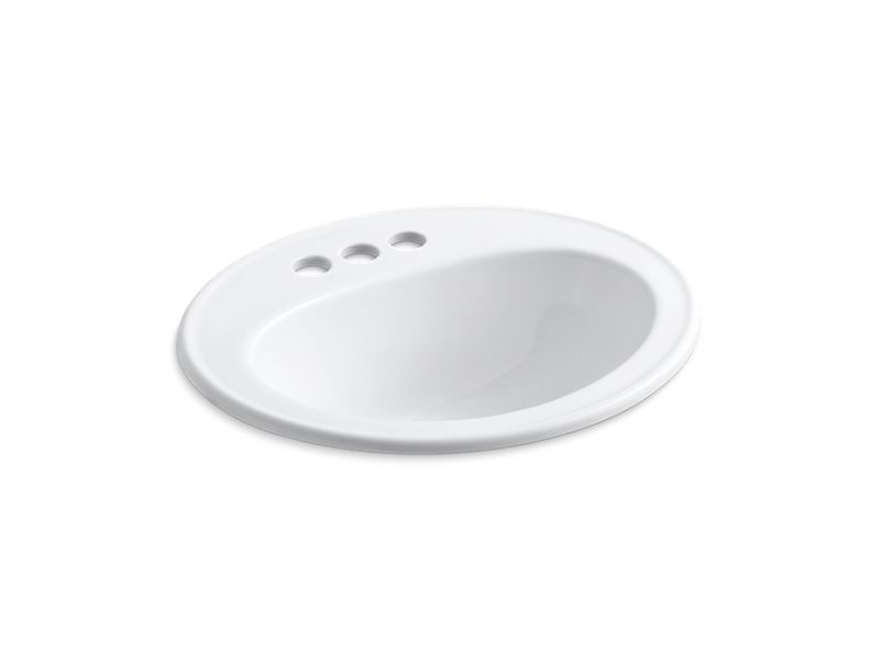 KOHLER K-2196-4 Pennington Drop-in bathroom sink with centerset faucet holes