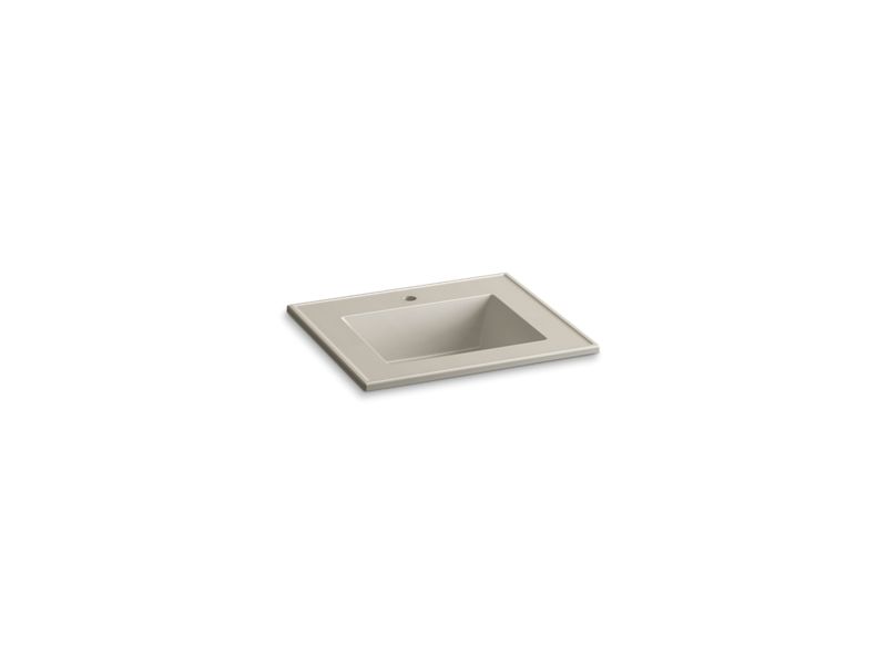 KOHLER K-2777-1-G85 Ceramic/Impressions 25" rectangular vanity-top bathroom sink with single faucet hole