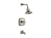 KOHLER Margaux Rite-Temp Bath And Shower Trim Set With Cross Handle And Npt Spout, Valve Not Included in Vibrant Brushed Nickel