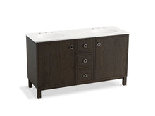 Load image into Gallery viewer, KOHLER K-99511-LGSD-1WC Jacquard 60&amp;quot; bathroom vanity cabinet with furniture legs, 2 doors and 3 drawers, split top drawer
