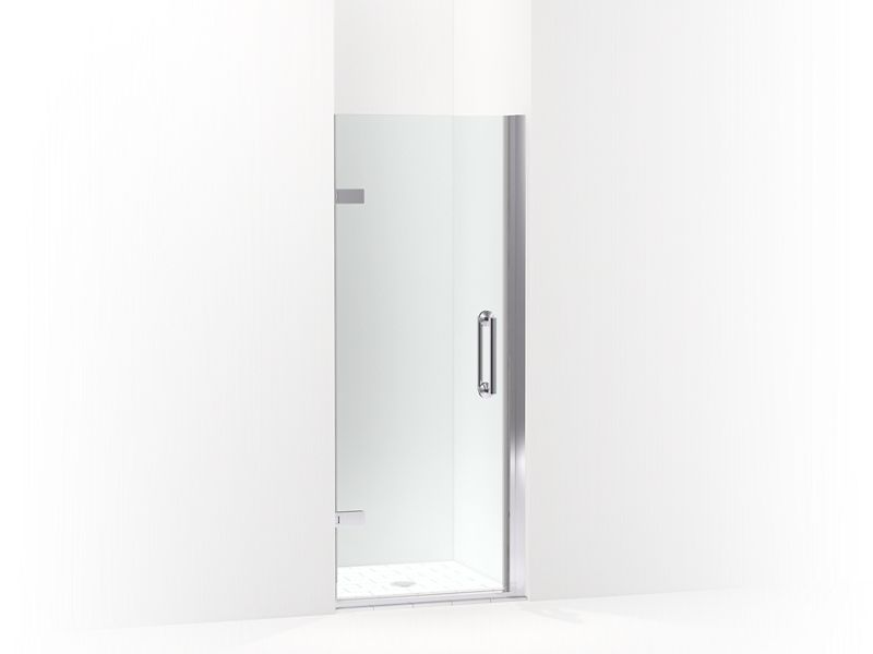 KOHLER 27577-10L-SHP Components 27-5/8"–28-3/8" W X 71-1/2" Frameless Pivot Shower Door With 3/8" Crystal Clear Glass And Back-To-Back Vertical Door Pulls in Bright Polished Silver