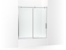 Load image into Gallery viewer, KOHLER K-707626-8L Cursiva Sliding bath door, 62&amp;quot; H x 56-1/8 - 59-7/8&amp;quot; W, with 5/16&amp;quot; thick Crystal Clear glass
