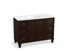 Load image into Gallery viewer, KOHLER K-99522-LGSD-1WB Damask 48&amp;quot; bathroom vanity cabinet with furniture legs, 2 doors and 6 drawers, split top drawers

