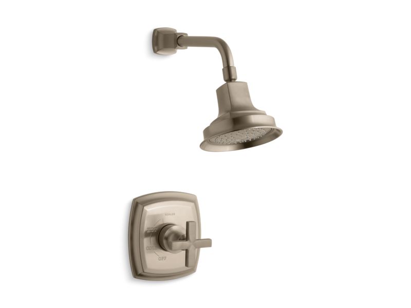 KOHLER Margaux Rite-Temp Shower Valve Trim With Cross Handle And 2.5 Gpm Showerhead in Vibrant Brushed Bronze