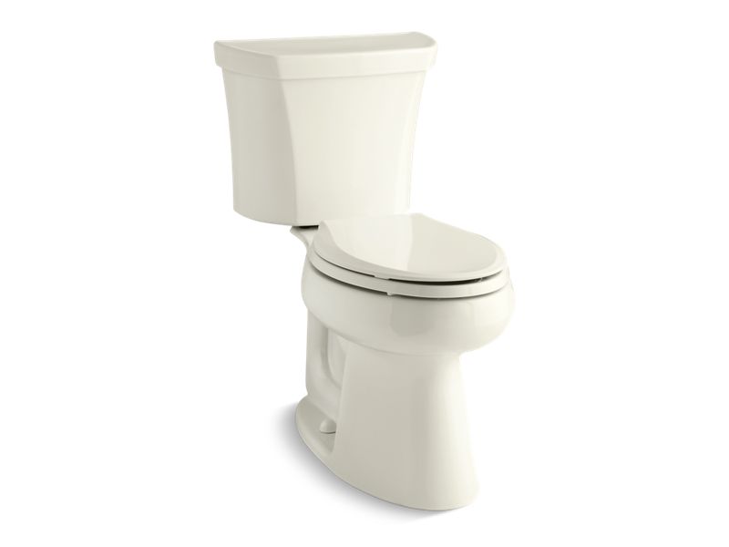 KOHLER 3989-RA-96 Highline Comfort Height Two-Piece Elongated Dual-Flush Chair Height Toilet With Right-Hand Trip Lever in Biscuit