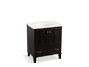 KOHLER K-99516-LG-1WU Damask 30" bathroom vanity cabinet with furniture legs, 2 doors and 1 drawer