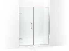 Load image into Gallery viewer, KOHLER 27617-10L-SHP Components 57-1/4&amp;quot;–58&amp;quot; W X 71-1/2&amp;quot; H Frameless Pivot Shower Door With 3/8&amp;quot; Crystal Clear Glass And Back-To-Back Vertical Door Pulls in Bright Polished Silver
