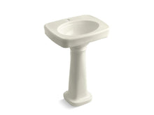 Load image into Gallery viewer, KOHLER 2338-1-96 Bancroft 24&amp;quot; Pedestal Bathroom Sink With Single Faucet Hole in Biscuit
