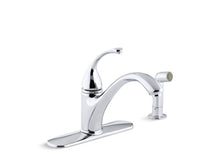 Load image into Gallery viewer, KOHLER 10412-CP Forté 4-Hole Kitchen Sink Faucet With 9-1/16&amp;quot; Spout, Matching Finish Sidespray in Polished Chrome
