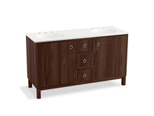 Load image into Gallery viewer, KOHLER K-99511-LGSD-1WE Jacquard 60&amp;quot; bathroom vanity cabinet with furniture legs, 2 doors and 3 drawers, split top drawer
