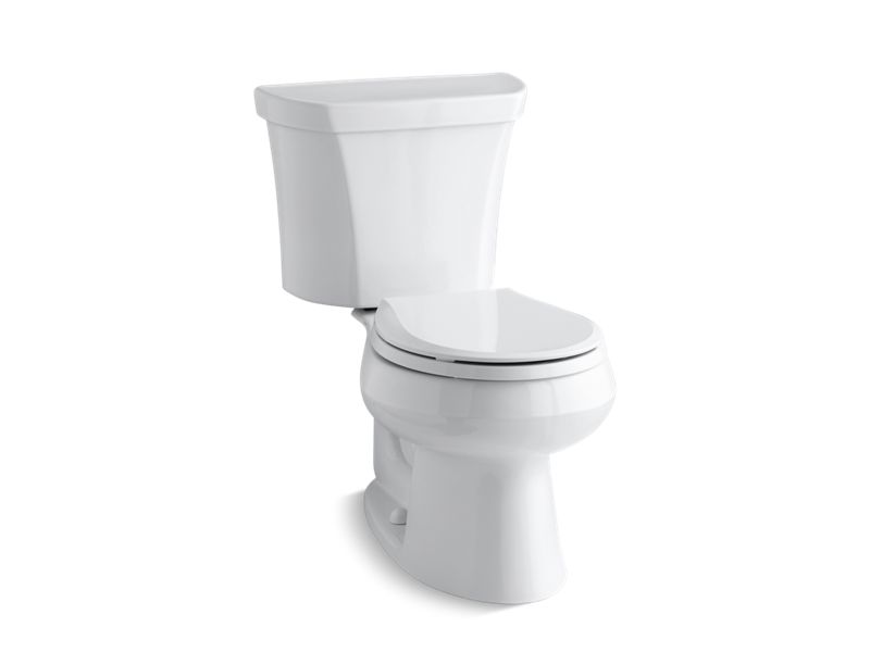 KOHLER 3987-RA-0 Wellworth Two-Piece Round-Front Dual-Flush Toilet With Right-Hand Trip Lever in White