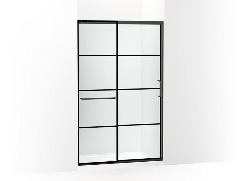 KOHLER K-707613-8G79 Elate Tall Sliding shower door, 75-1/2" H x 44-1/4 - 47-5/8" W, with heavy 5/16" thick Crystal Clear glass with rectangular grille pattern