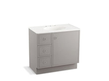 Load image into Gallery viewer, KOHLER K-99507-TKL-1WT Jacquard 36&amp;quot; bathroom vanity cabinet with toe kick, 1 door and 3 drawers on left
