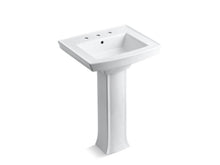 Load image into Gallery viewer, KOHLER 2359-8 Archer Pedestal bathroom sink with 8&amp;quot; widespread faucet holes
