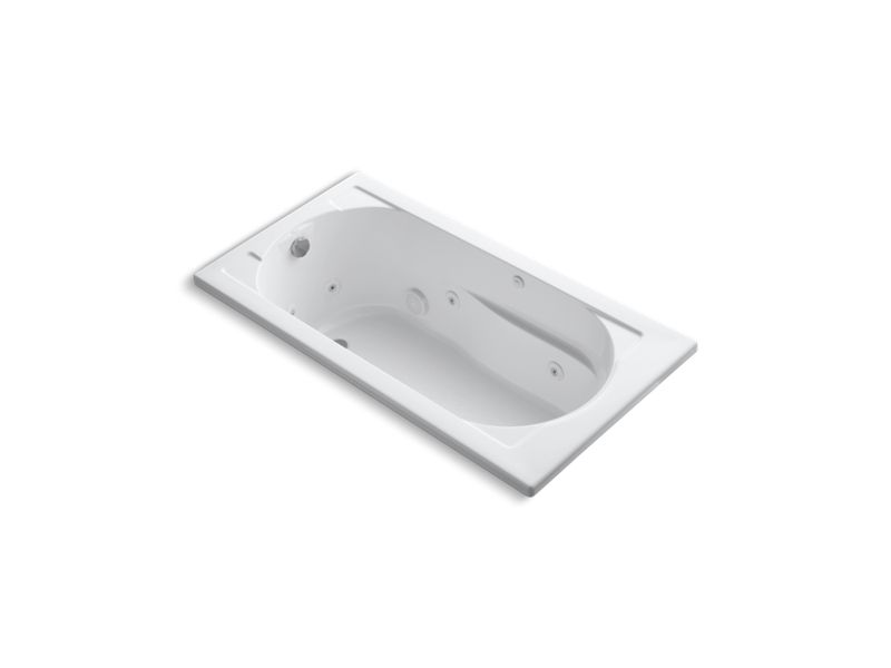 KOHLER K-1357-W1 Devonshire 60" x 32" drop-in whirlpool bath end drain and Bask heated surface