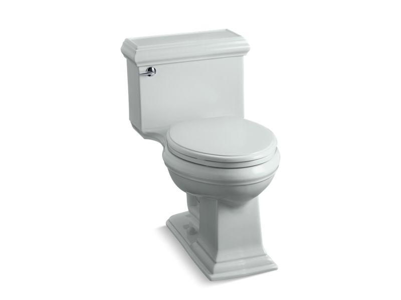 KOHLER 3812-95 Memoirs Classic Comfort Height One-Piece Compact Elongated 1.28 Gpf Chair Height Toilet With Quiet-Close Seat in Ice Grey