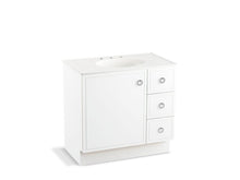 Load image into Gallery viewer, KOHLER K-99507-TKR-1WA Jacquard 36&amp;quot; bathroom vanity cabinet with toe kick, 1 door and 3 drawers on right
