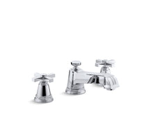 Load image into Gallery viewer, KOHLER T13140-3B-CP Pinstripe Deck-Mount Bath Faucet Trim For High-Flow Valve With Cross Handles, Valve Not Included in Polished Chrome
