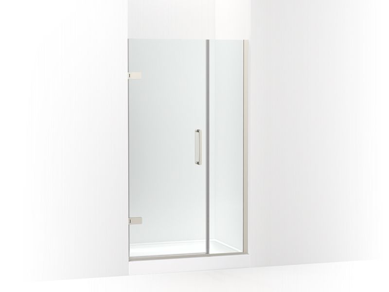 KOHLER 27600-10L-BNK Composed 39-5/8"–40-3/8"W X 71-1/2"H Frameless Pivot Shower Door With 3/8" Crystal Clear Glass And Back-To-Back Vertical Door Pulls in Anodized Brushed Nickel