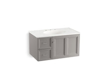Load image into Gallery viewer, KOHLER K-99520-L-1WT Damask 36&amp;quot; wall-hung bathroom vanity cabinet with 1 door and 2 drawers on left
