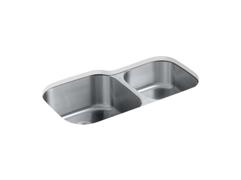 KOHLER K-3356-HCF Undertone Preserve 35-1/8" x 20-1/8" x 9-3/4" undermount extra large/medium double-bowl kitchen sink
