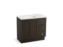 Load image into Gallery viewer, KOHLER K-99533-TKR-1WC Poplin 36&amp;quot; bathroom vanity cabinet with toe kick, 1 door and 3 drawers on right
