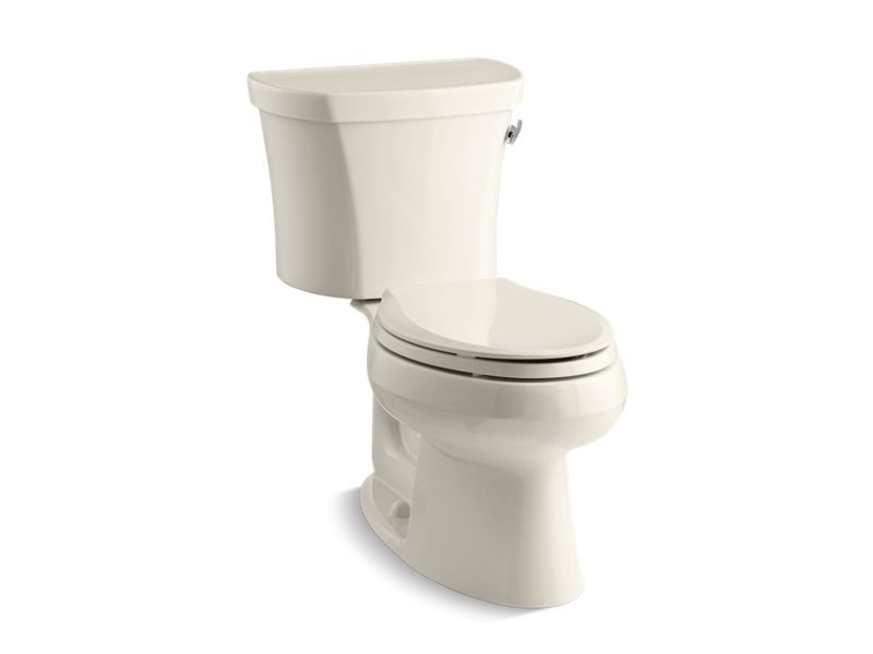 KOHLER 3948-RA-47 Wellworth Two-Piece Elongated 1.28 Gpf Toilet With Right-Hand Trip Lever And 14" Rough-In in Almond