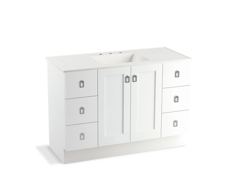 KOHLER K-99535-TK-1WA Poplin 48" bathroom vanity cabinet with toe kick, 2 doors and 6 drawers