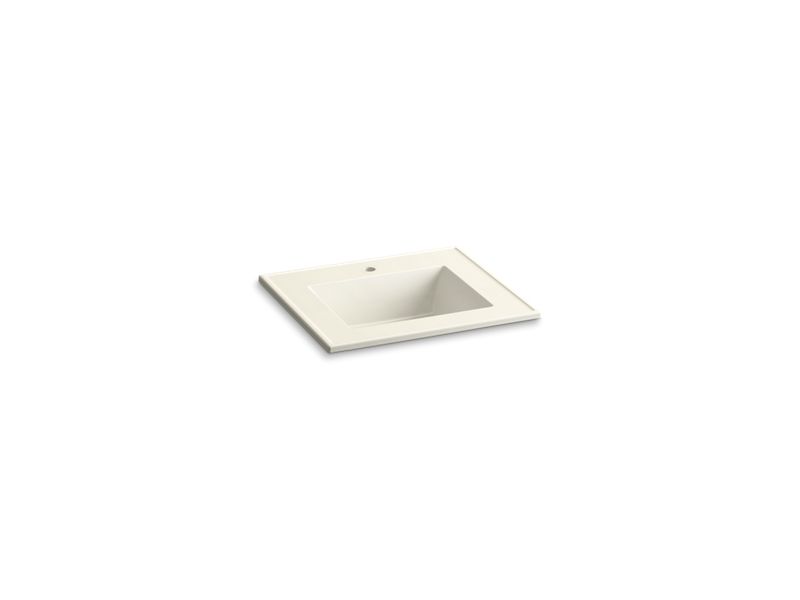 KOHLER K-2777-1-G83 Ceramic/Impressions 25" rectangular vanity-top bathroom sink with single faucet hole