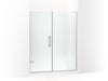 KOHLER 27619-10L-BNK Components 58"–58-3/4" W X 71-1/2" H Frameless Pivot Shower Door With 3/8" Crystal Clear Glass And Back-To-Back Vertical Door Pulls in Anodized Brushed Nickel