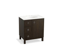 Load image into Gallery viewer, KOHLER K-99504-LGL-1WC Jacquard 30&amp;quot; bathroom vanity cabinet with furniture legs, 1 door and 3 drawers on left
