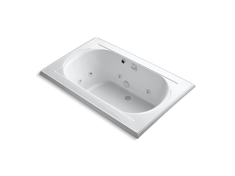 KOHLER K-1170-HE-0 Memoirs 66" x 42" drop-in whirlpool with reversible drain, heater and custom pump location without jet trim